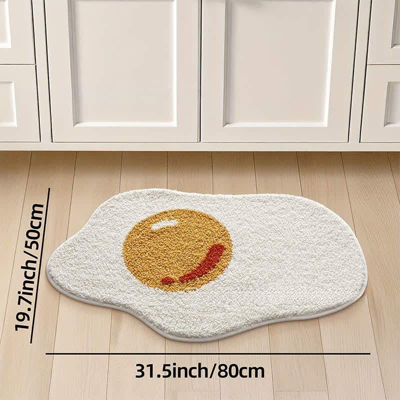 Fried Egg Shaped Flocked Rug