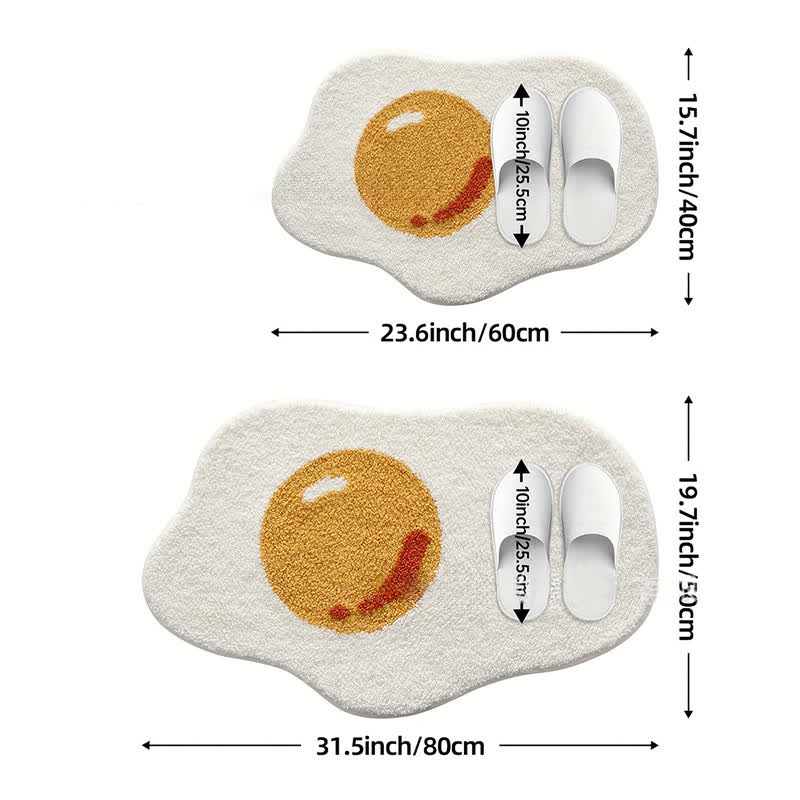 Fried Egg Shaped Flocked Rug