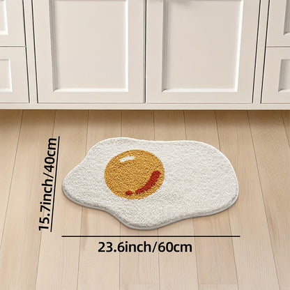 Fried Egg Shaped Flocked Rug