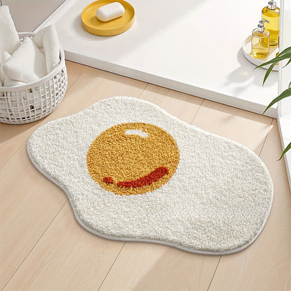 Fried Egg Shaped Flocked Rug