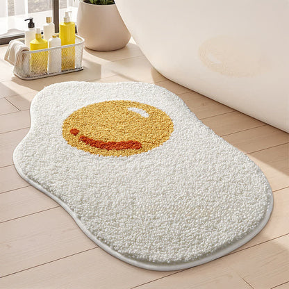 Fried Egg Shaped Flocked Rug