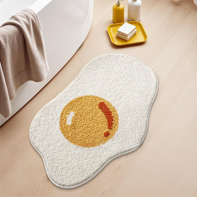 Fried Egg Shaped Flocked Rug