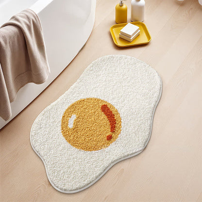 Fried Egg Shaped Flocked Rug