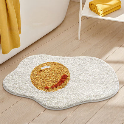 Fried Egg Shaped Flocked Rug