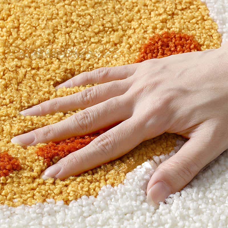 Fried Egg Shaped Flocked Rug