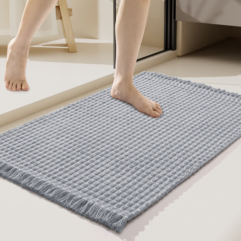 Woven Bath Mat with Tassels