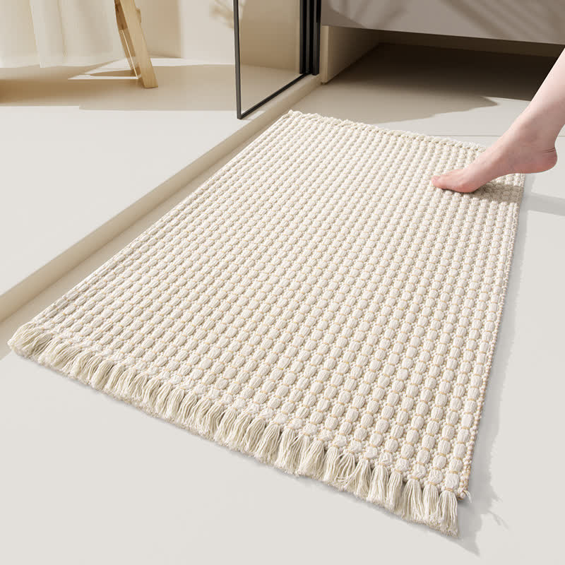 Woven Bath Mat with Tassels