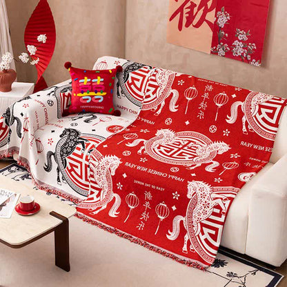 Full Coverage Chenille Horse Zodiac Sofa Cover