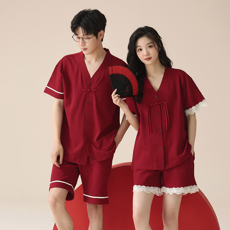 Short Sleeve Couple Cotton Pajama Set