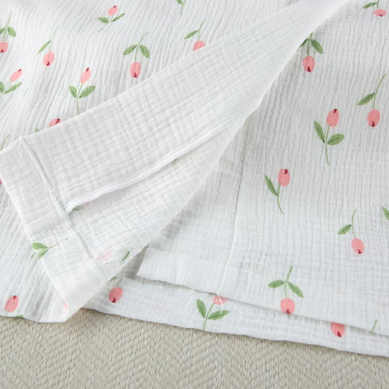 Tulip Pattern Cotton Short Pajama Robe