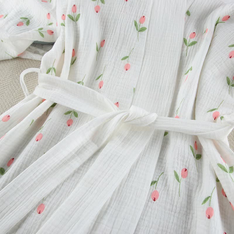 Tulip Pattern Cotton Short Pajama Robe