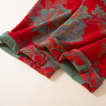 Vintage Oriental Peony Cotton Pajama Set