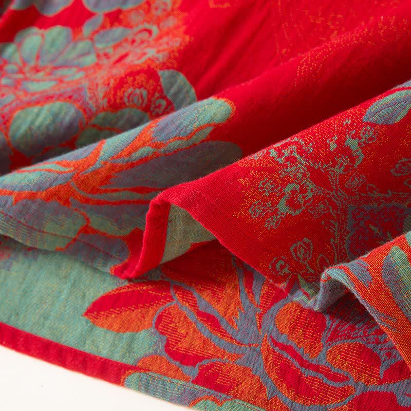 Vintage Oriental Peony Cotton Pajama Set