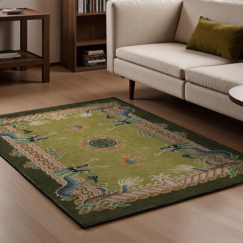 Chinese Style Classical Dragon Motif Area Rug