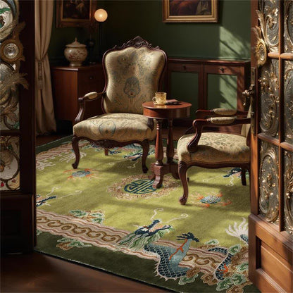 Chinese Style Classical Dragon Motif Area Rug