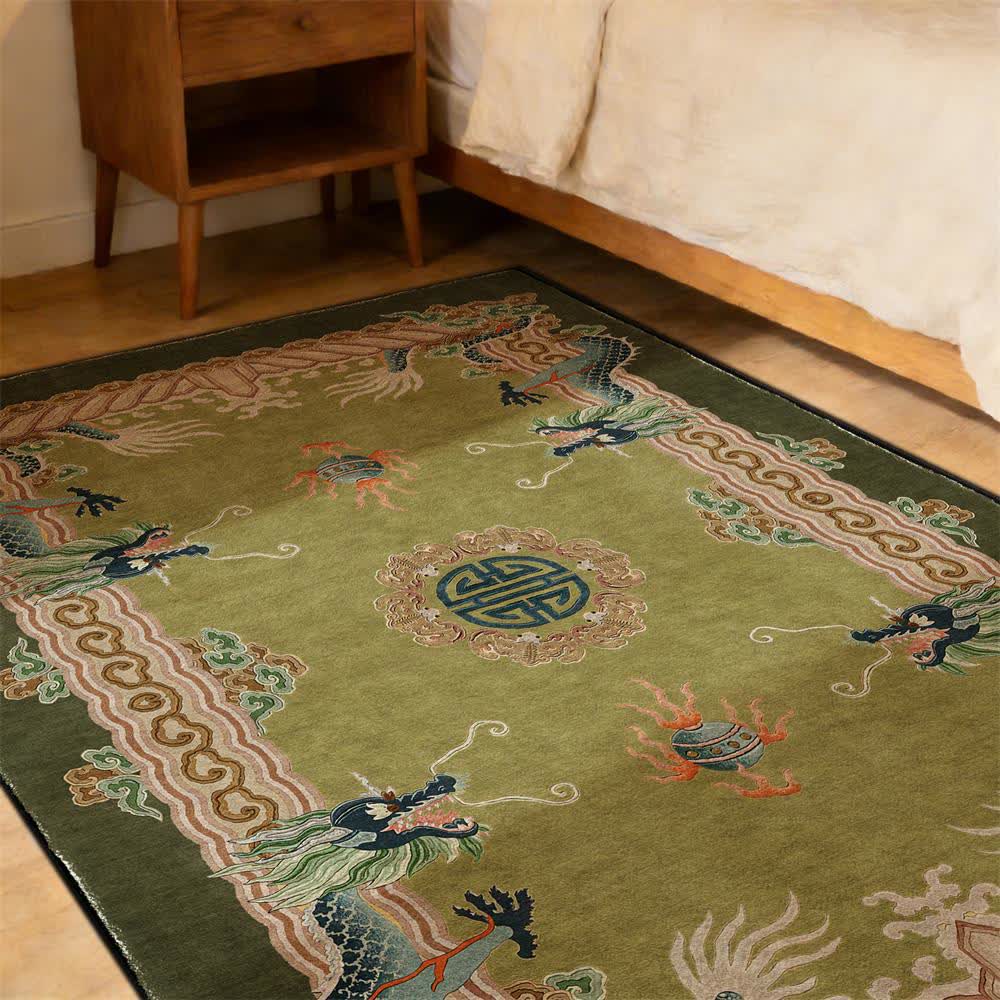 Chinese Style Classical Dragon Motif Area Rug