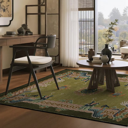 Chinese Style Classical Dragon Motif Area Rug