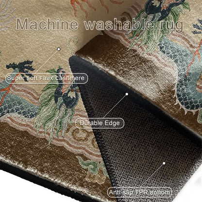 Chinese Style Classical Dragon Motif Area Rug