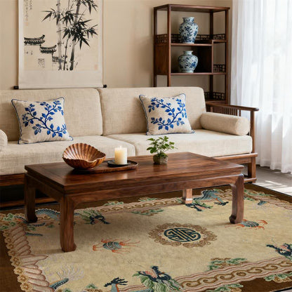 Chinese Style Classical Dragon Motif Area Rug