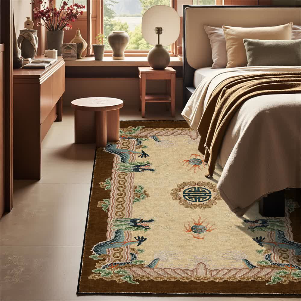 Chinese Style Classical Dragon Motif Area Rug