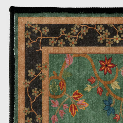Retro Botanical Motif Washable & Foldable Carpet