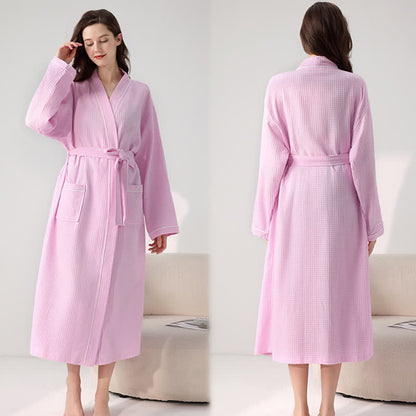 Minimalist Cotton Waffle Texture Bath Robe