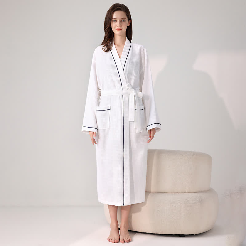 Minimalist Cotton Waffle Texture Bath Robe