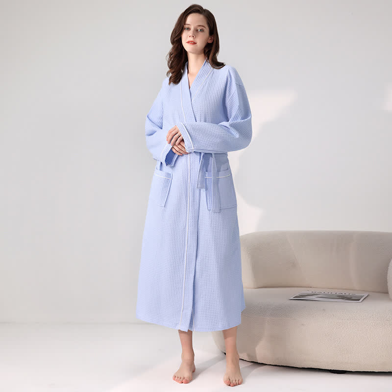 Minimalist Cotton Waffle Texture Bath Robe