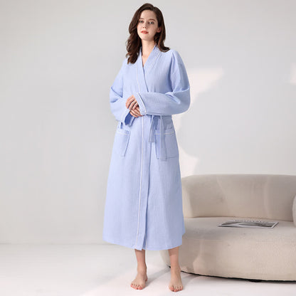 Minimalist Cotton Waffle Texture Bath Robe