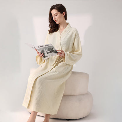 Minimalist Cotton Waffle Texture Bath Robe