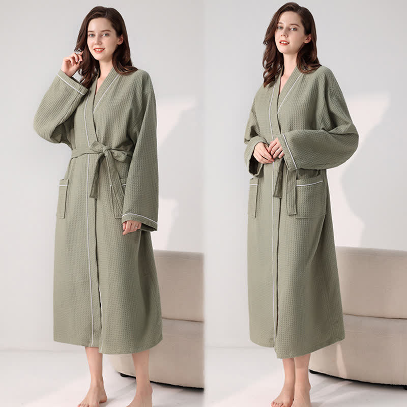 Minimalist Cotton Waffle Texture Bath Robe