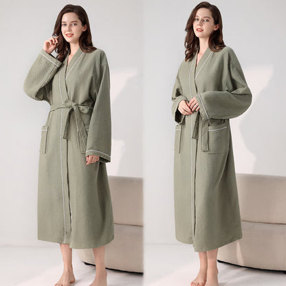 Minimalist Cotton Waffle Texture Bath Robe