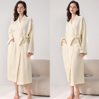 Minimalist Cotton Waffle Texture Bath Robe