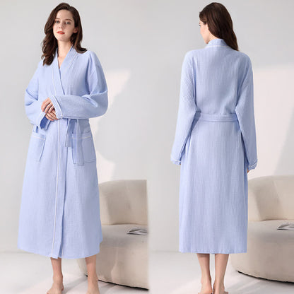 Minimalist Cotton Waffle Texture Bath Robe