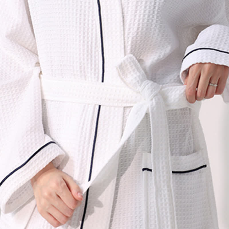 Minimalist Cotton Waffle Texture Bath Robe
