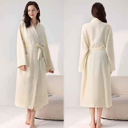 Minimalist Cotton Waffle Texture Bath Robe