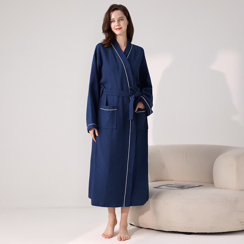 Minimalist Cotton Waffle Texture Bath Robe