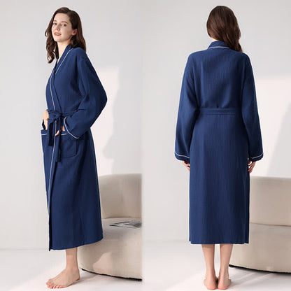 Minimalist Cotton Waffle Texture Bath Robe