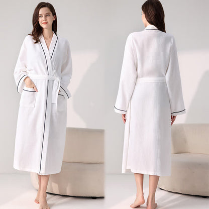 Minimalist Cotton Waffle Texture Bath Robe