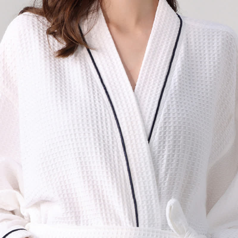 Minimalist Cotton Waffle Texture Bath Robe
