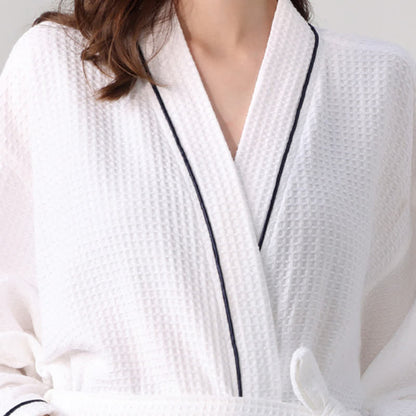 Minimalist Cotton Waffle Texture Bath Robe