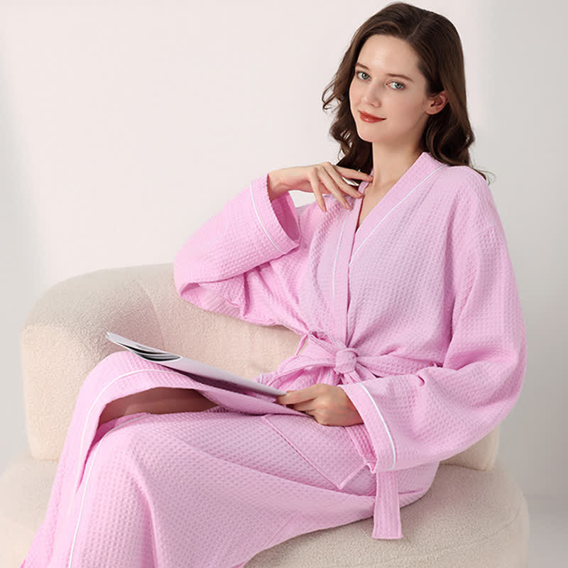 Minimalist Cotton Waffle Texture Bath Robe
