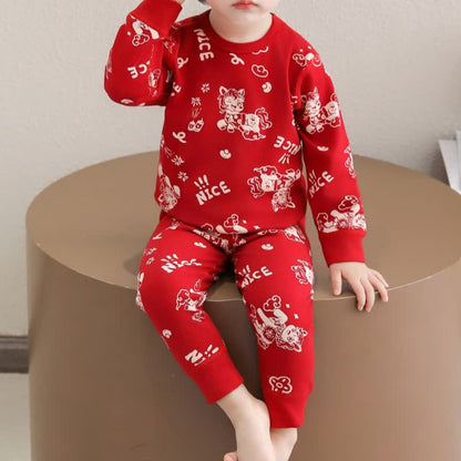 Festive Pony Cotton Kids Loungewear Set