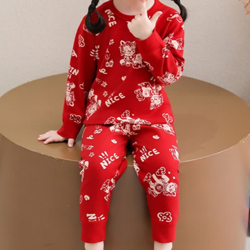 Festive Pony Cotton Kids Loungewear Set