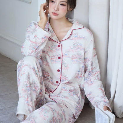 Oriental Artistic Tree Cotton Gauze Loungewear