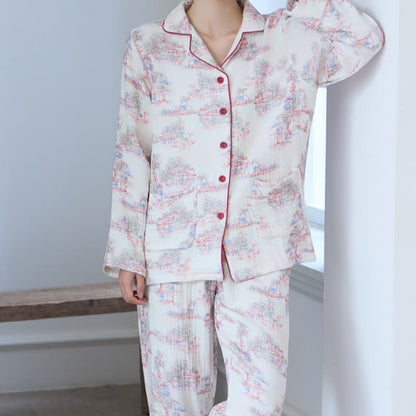 Oriental Artistic Tree Cotton Gauze Loungewear