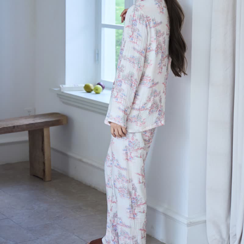 Oriental Artistic Tree Cotton Gauze Loungewear