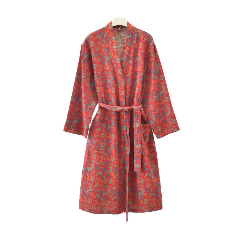 Butterfly Jacquard Cotton Gauze Kimono Robe