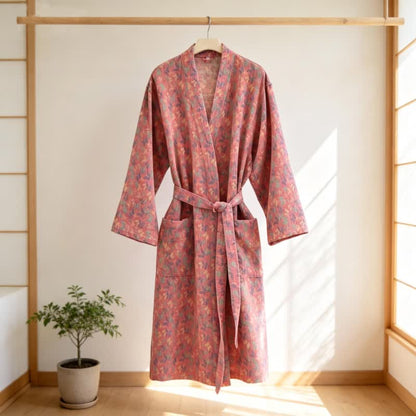 Butterfly Jacquard Cotton Gauze Kimono Robe