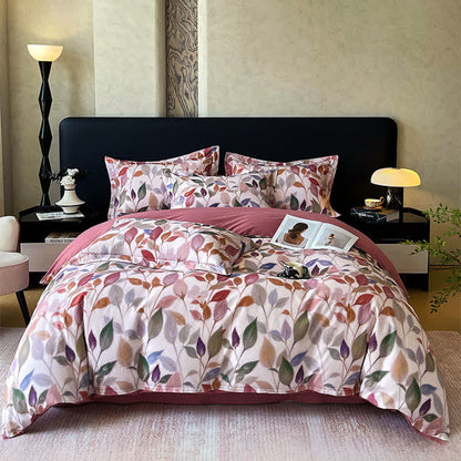 Colorful Leaf Brushed Cotton Bedding Set(4PCS)